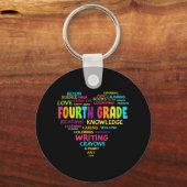 Heart Tee Fourth Grade Team Teacher Student Back T Sleutelhanger (Voorkant)