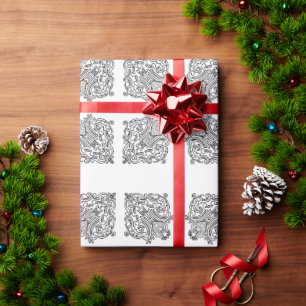 Heart Tegel Pattern Wrapping Paper Cadeaupapier