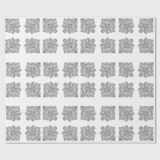 Heart Tegel Pattern Wrapping Paper Cadeaupapier (Vlak)