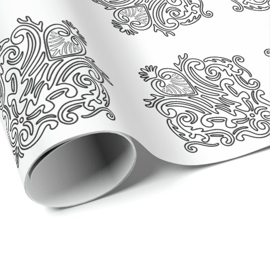 Heart Tegel Pattern Wrapping Paper Cadeaupapier (Rol Hoek)