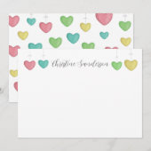 Heart Thank You Note Card Personalized Stationery Bedankkaart (Voorkant / Achterkant)