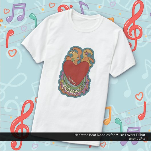 Heart the Beat Doodles voor muziekliefhebbers T-shirt