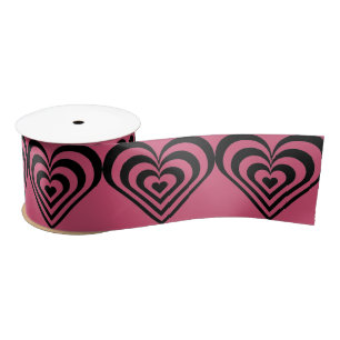 Heart Theme Hot Pink Print Ribbon Satijnen Lint