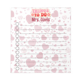 Heart-Theme Valentijn gepersonaliseerde to-do lijs Notitieblok