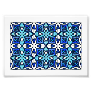 Heart Tiles geïnspireerd door het Portugese Azule Foto Afdruk