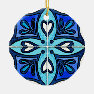 Heart Tiles geïnspireerd door het Portugese Azule Keramisch Ornament