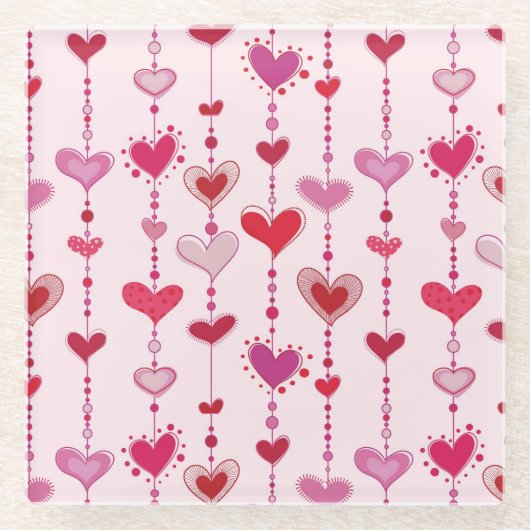 Heart Tiles Glazen Onderzetter (Voorkant)