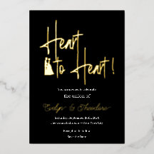 Heart to Heart Goud & Wit Folie Trouwkaart Uitnodi