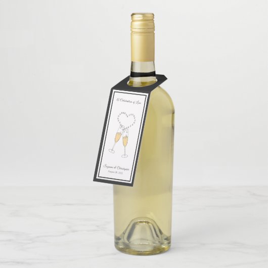 Heart Toast Black Bottle Hanger Label (Schuin)