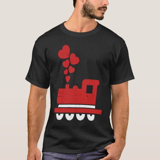 Heart Train Valentines Day Cool Railroad Love Boys T-shirt (Voorkant)