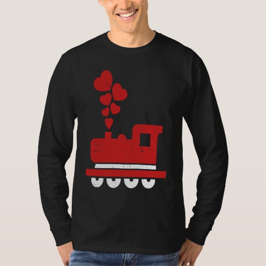 Heart Train Valentines Day Cool Railroad Love Boys T-shirt (Voorkant)