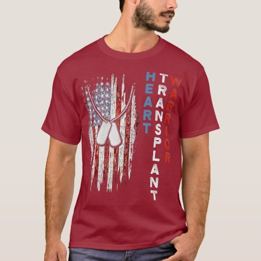 Heart Transplant Recipient Heart Flag US Surgery T-shirt (Voorkant)