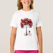Heart Tree Bicycle Romantic Valentine Girls' Basic T-shirt (Voorkant)