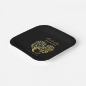Heart Tree Family Reunion Black Gold Papieren Bordje (Gebogen)