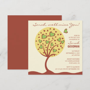 Heart Tree Farewell Party Invitation Kaart