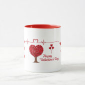 Heart Tree & Heartbeat Valentine's Day Mok (Midden)