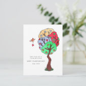 Heart Tree Illustrated Valentine Holiday Card Feestdagenkaart (Staand voorkant)