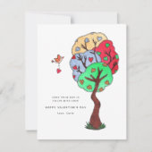 Heart Tree Illustrated Valentine Holiday Card Feestdagenkaart (Voorkant)