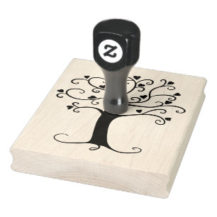 Heart Tree Silhouettes, 4 x 5 inch Rubber Stamp Rubberstempel