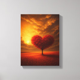 Heart Tree Sunset Wall Art Canvas Afdrukken