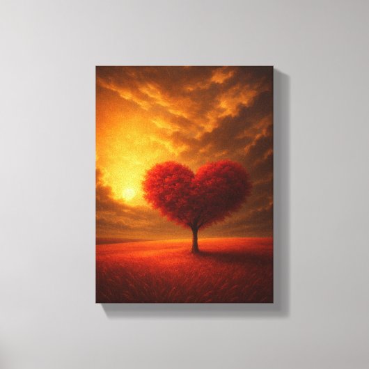 Heart Tree Sunset Wall Art Canvas Afdrukken (Voorkant)
