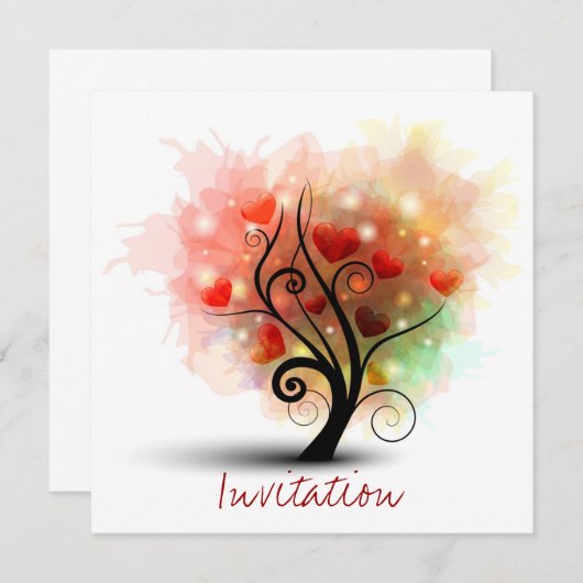 Heart Tree-uitnodiging Kaart (Voorkant / Achterkant)