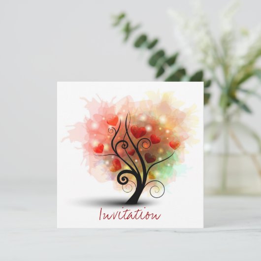 Heart Tree-uitnodiging Kaart (Staand voorkant)