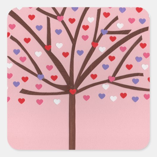 Heart Tree Vierkante Sticker (Voorkant)