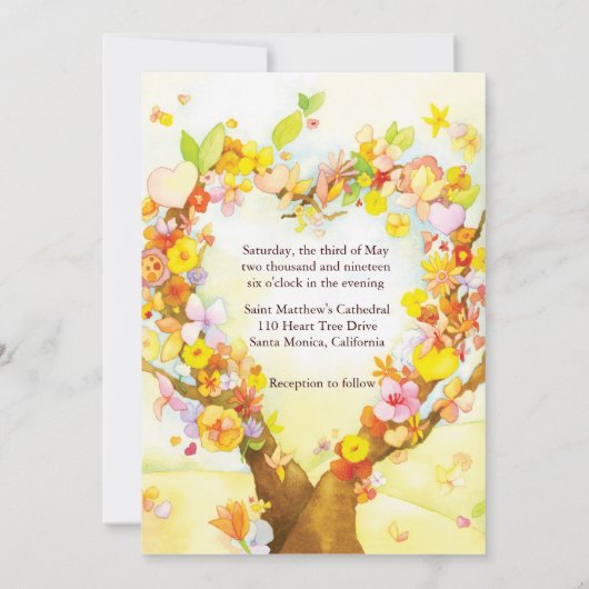 Heart Tree Waterverf Weddenschap Kaart (Achterkant)