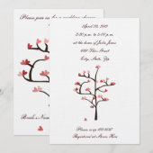 Heart Tree Wedding Shower-uitnodiging Kaart (Voorkant / Achterkant)