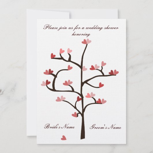 Heart Tree Wedding Shower-uitnodiging Kaart (Achterkant)