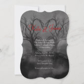 Heart Trees Dark & Moody Gothic Wedding Invitation Kaart (Voorkant)