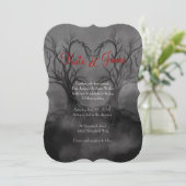 Heart Trees Dark & Moody Gothic Wedding Invitation Kaart (Staand voorkant)