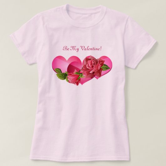 Heart Trio met roze rozenrozenValentijnsdag T-shirt (Design voorkant)