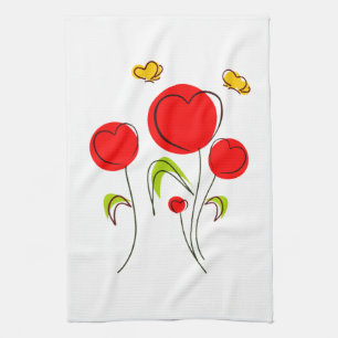 Heart Tulips Kitchen Towel Theedoek