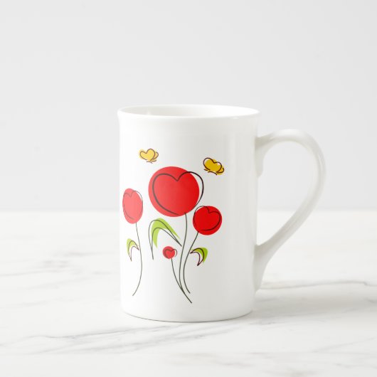 Heart Tulips Specialty-Mokken Porselein Kop (Rechts)