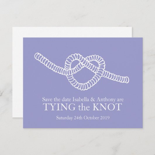 Heart Tying the Knot bruiloft bewaar de datumkaart Aankondigingskaart (Voorkant / Achterkant)