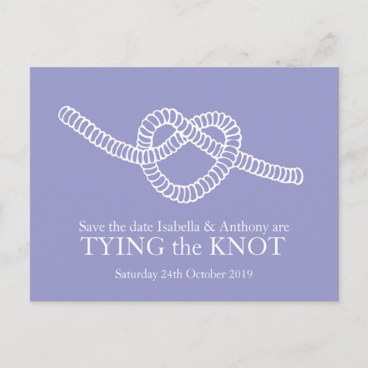 Heart Tying the Knot bruiloft bewaar de datumkaart Aankondigingskaart (Voorkant)