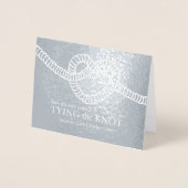 Heart Tying the Knot bruiloft Silver save the date Folie Kaarten (Voorkant)