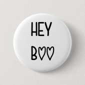 Heart Typography Hey Boo Ronde Button 5,7 Cm (Voorkant)