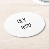 Heart Typography Hey Boo Ronde Kartonnen Onderzetter (Gebogen)