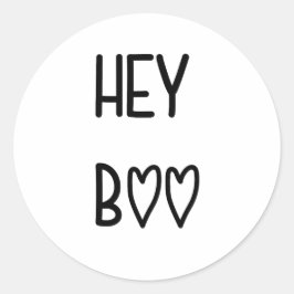 Heart Typography Hey Boo Ronde Sticker