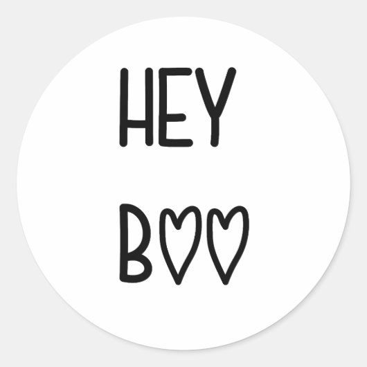 Heart Typography Hey Boo Ronde Sticker (Voorkant)