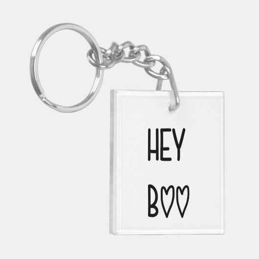 Heart Typography Hey Boo Sleutelhanger (Voorkant Links)