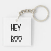 Heart Typography Hey Boo Sleutelhanger (Achterkant)