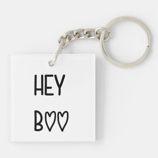 Heart Typography Hey Boo Sleutelhanger (Achterkant)