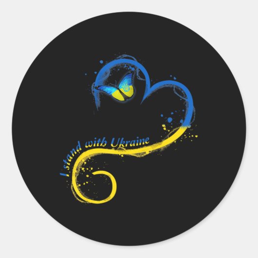 Heart Ukraine Butterfly Oekraïense vlag ik sta er Ronde Sticker (Voorkant)