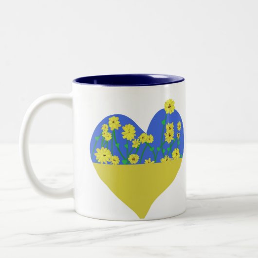 Heart Ukraine Flag With Sunflowers Tweekleurige Koffiemok (Links)