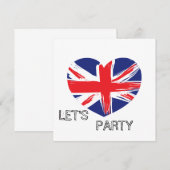 Heart Union Jack Vlag Uitnodiging (Voorkant / Achterkant)