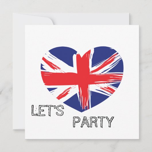 Heart Union Jack Vlag Uitnodiging (Voorkant)
